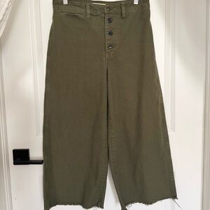 Madewell Olive Green Emmit Wide Leg Cropped Pants